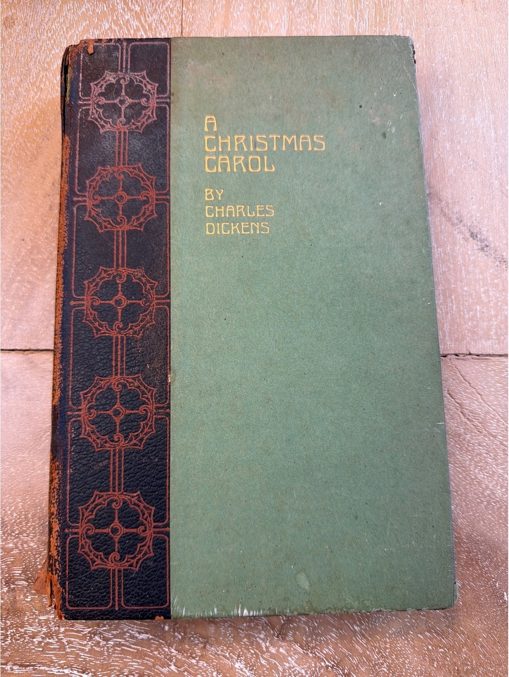 Antique 1922 Roycroft Christmas Carol Charles Dickens Quarter Leather Gilt Spine